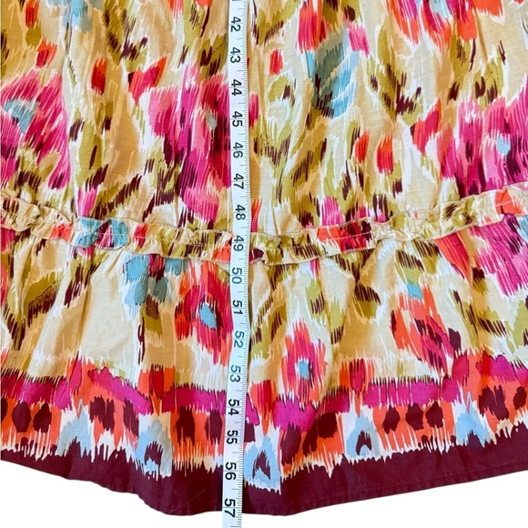 House of Harlow 1960 Floral Smocked Tiered Maxi Dress Ruffle Sleeve Burgundy Med - Picture 9 of 9